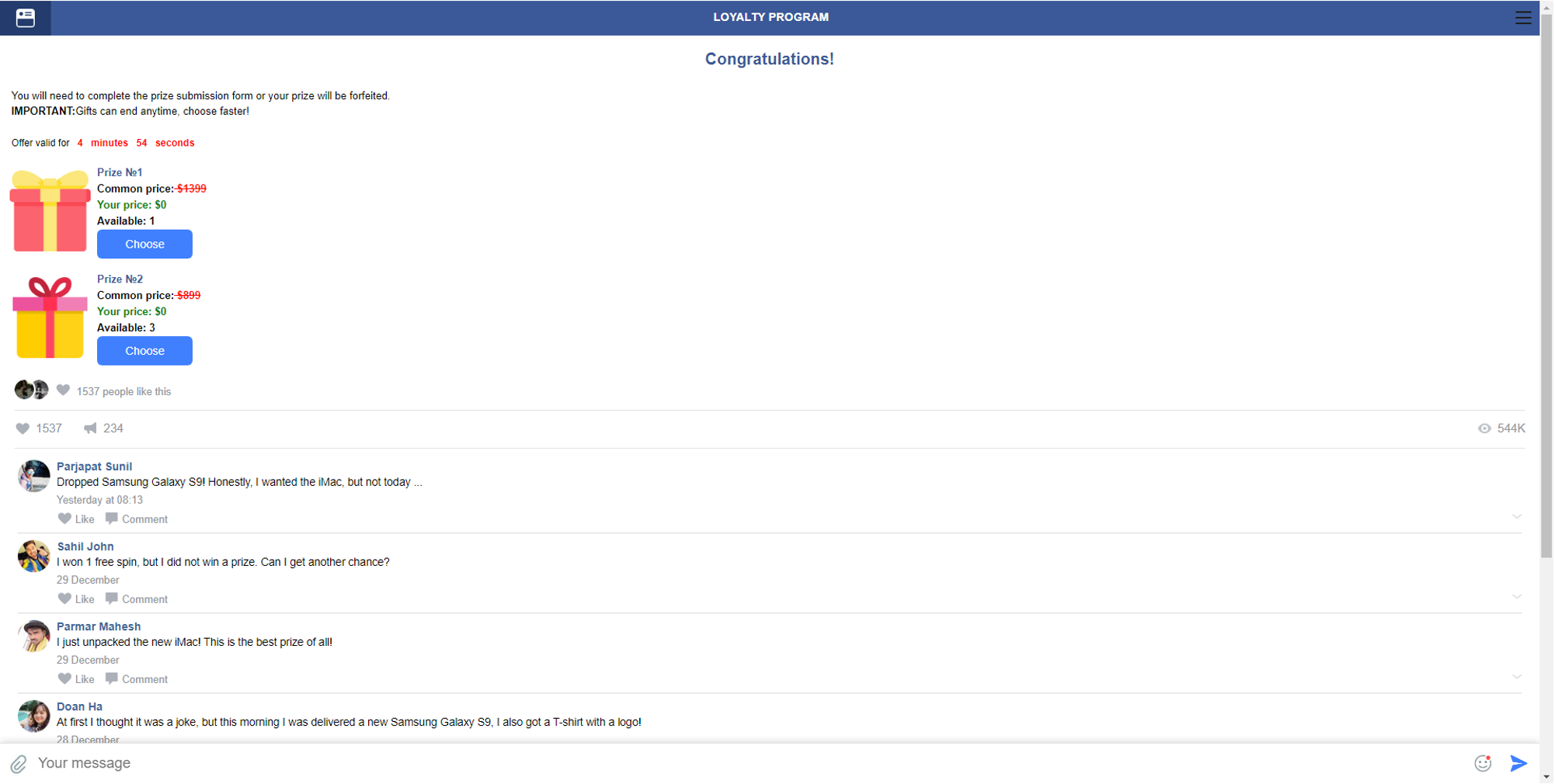 A fake “government’s aid” page.