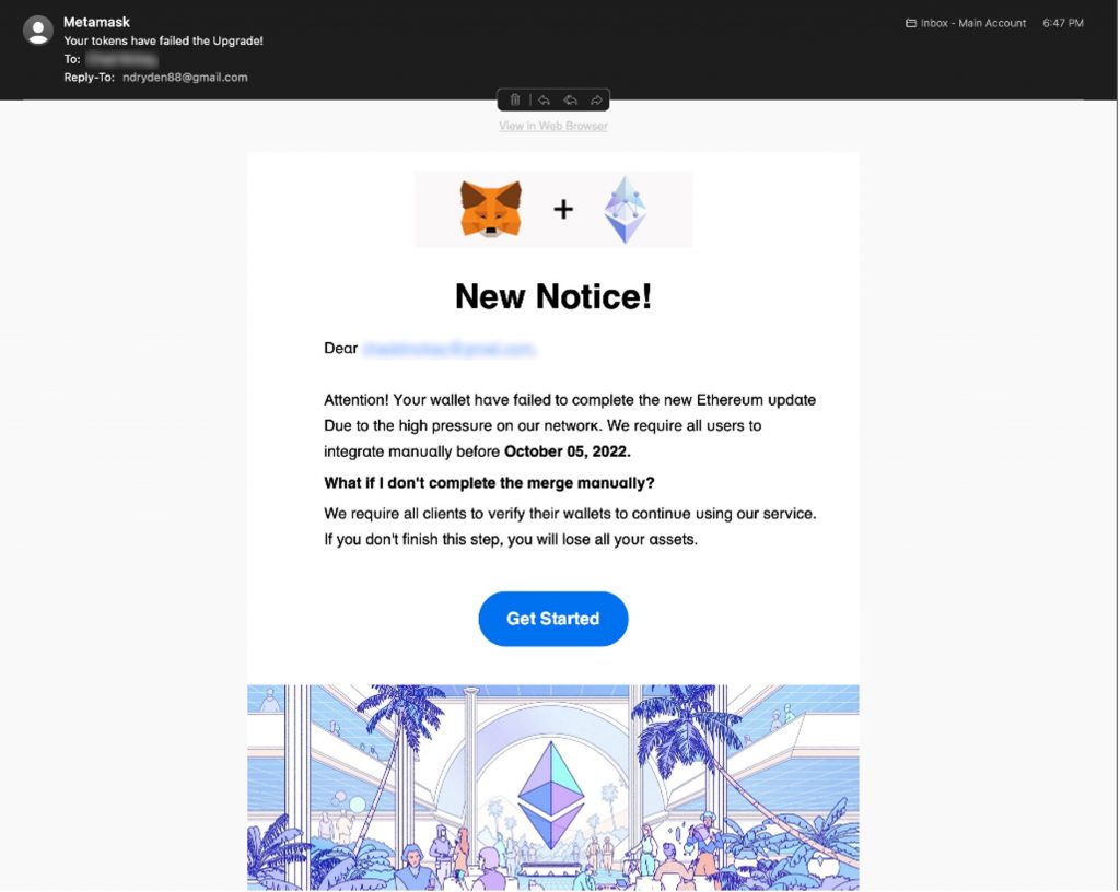 New Ethereum Update MetaMask Email Scam_Fake Email