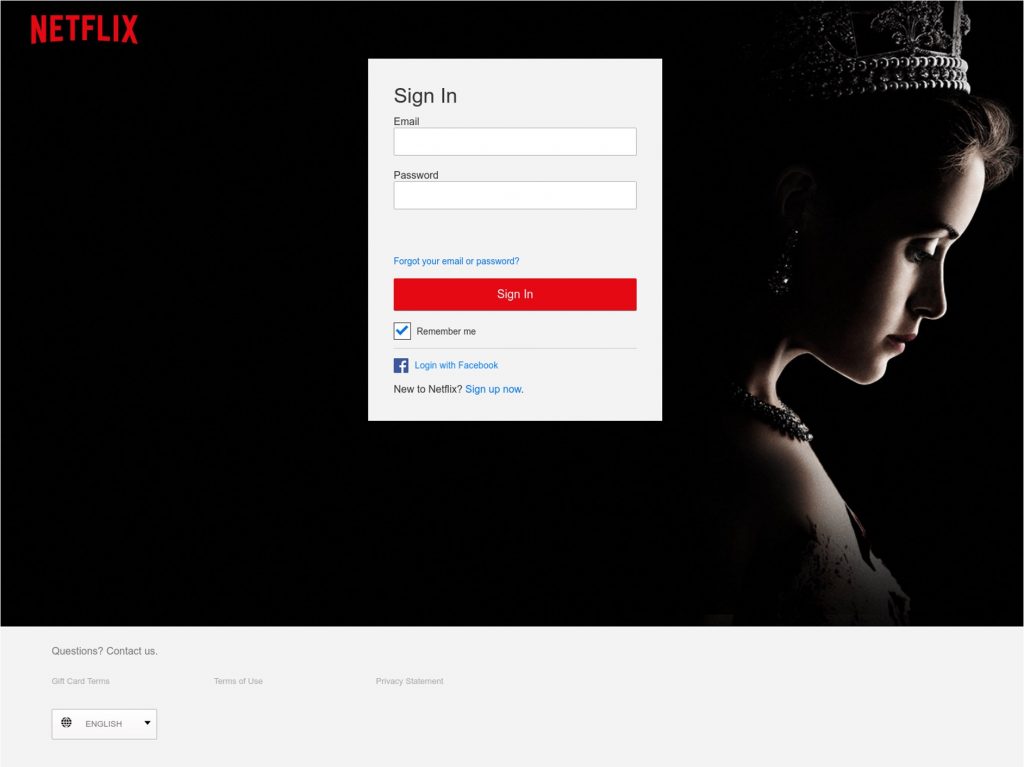 Fake Netflix page