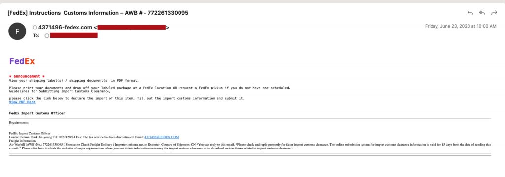 FedEx Phishing Email