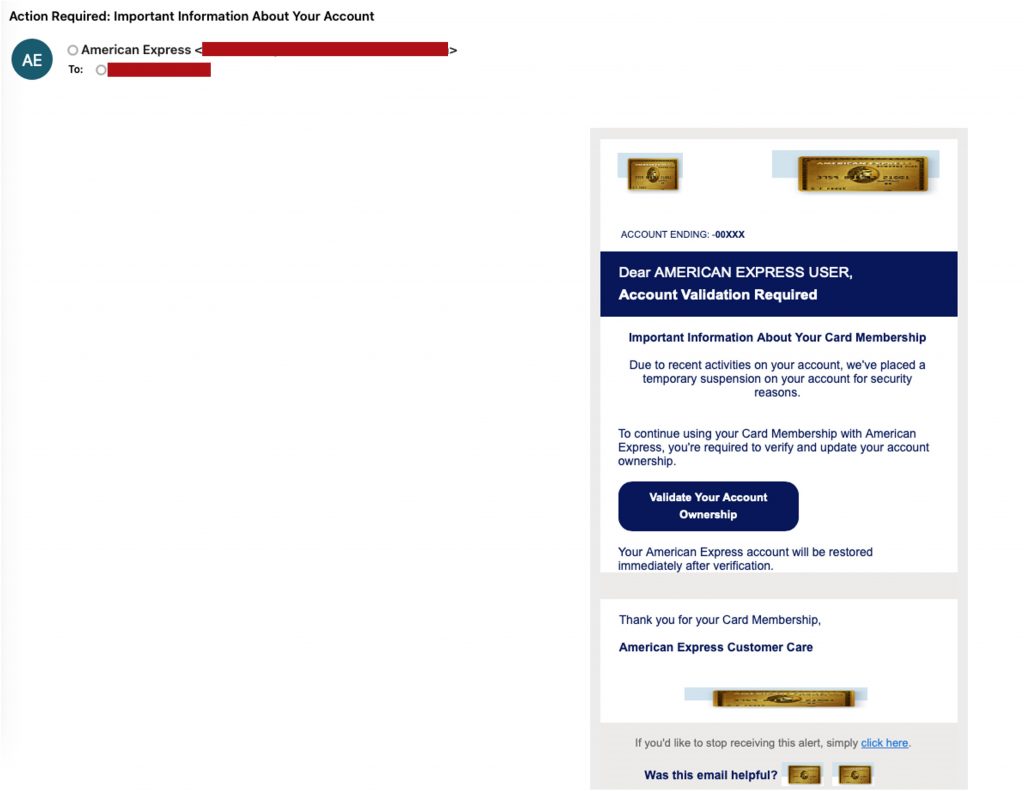 Fake American Express Email
