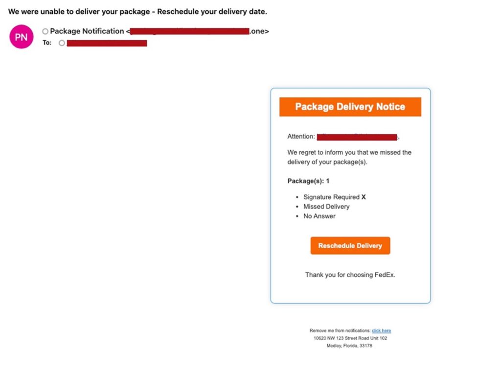 FedEx Phishing Email