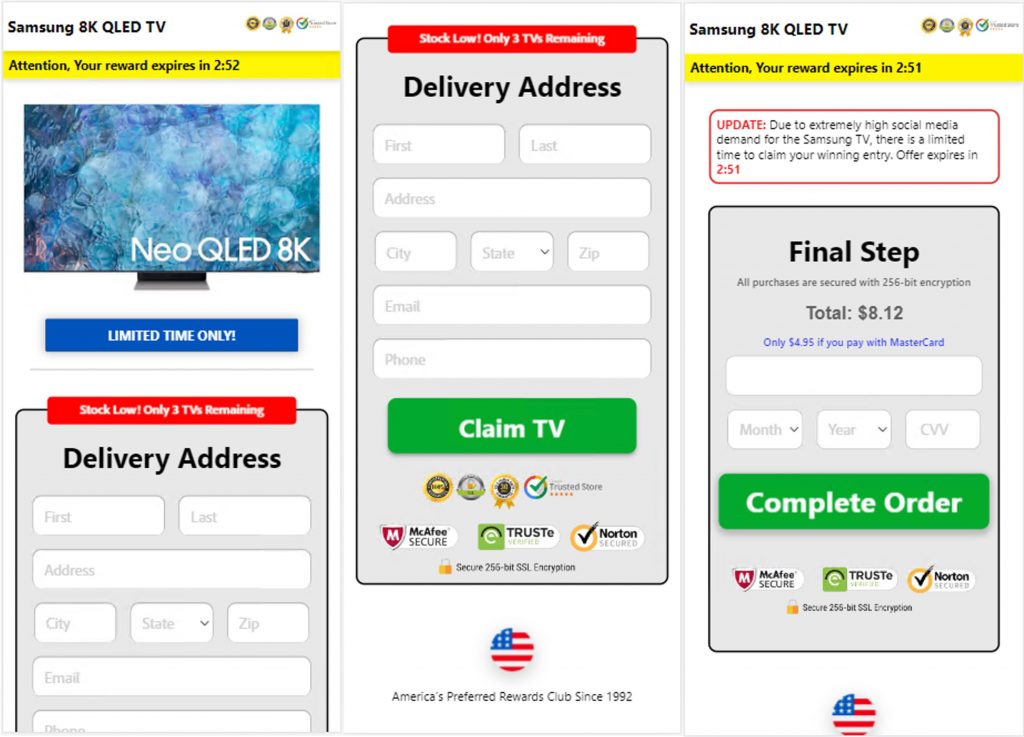 Sample fake Walmart online form