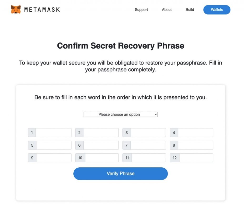 recovery phrase