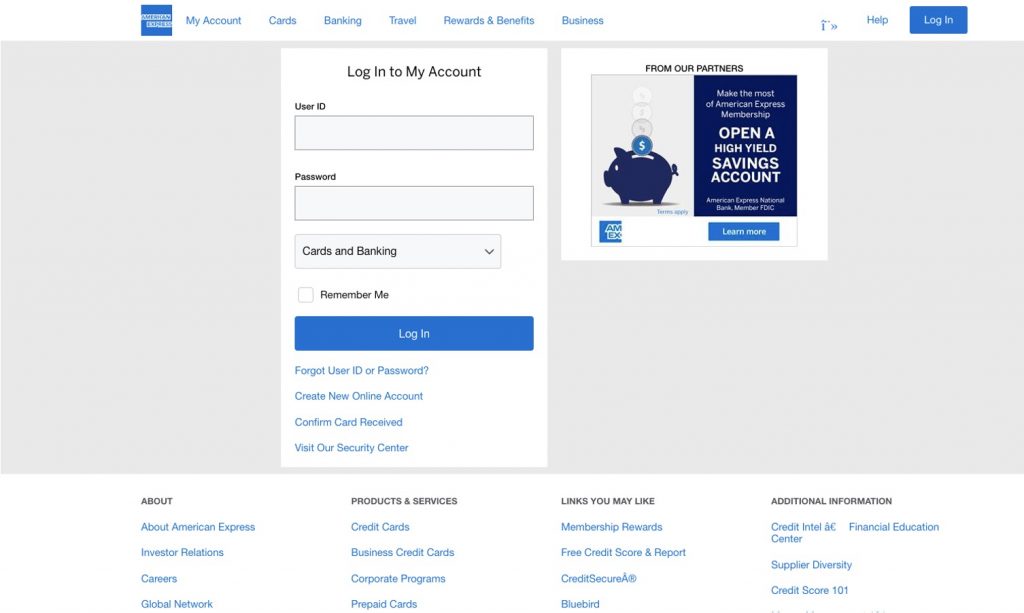 Fake American Express Login Page